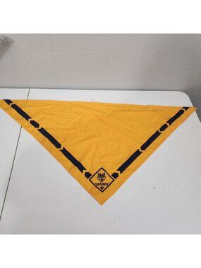 Cub Scouts Wolf Rank Yellow Neckerchief Triangle Bandana With Navy Blue Trim & L